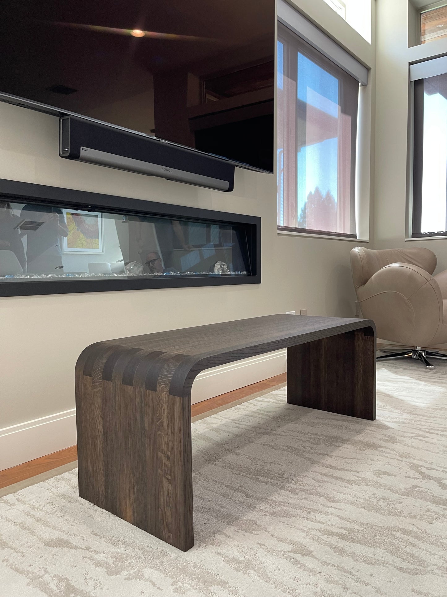 Holding Hands Bench - White Oak