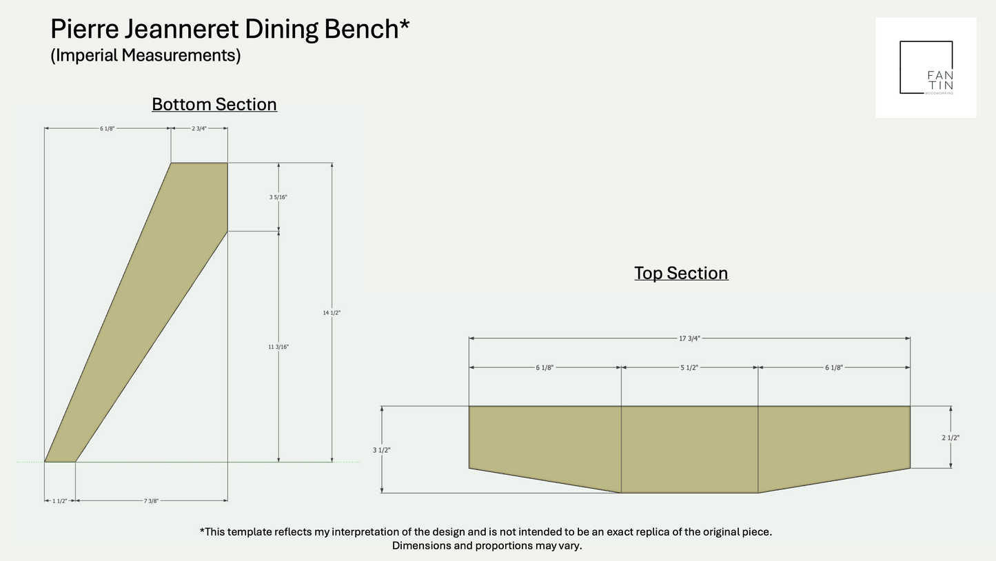 Dining Bench Leg Profiles (Imperial and Metric)