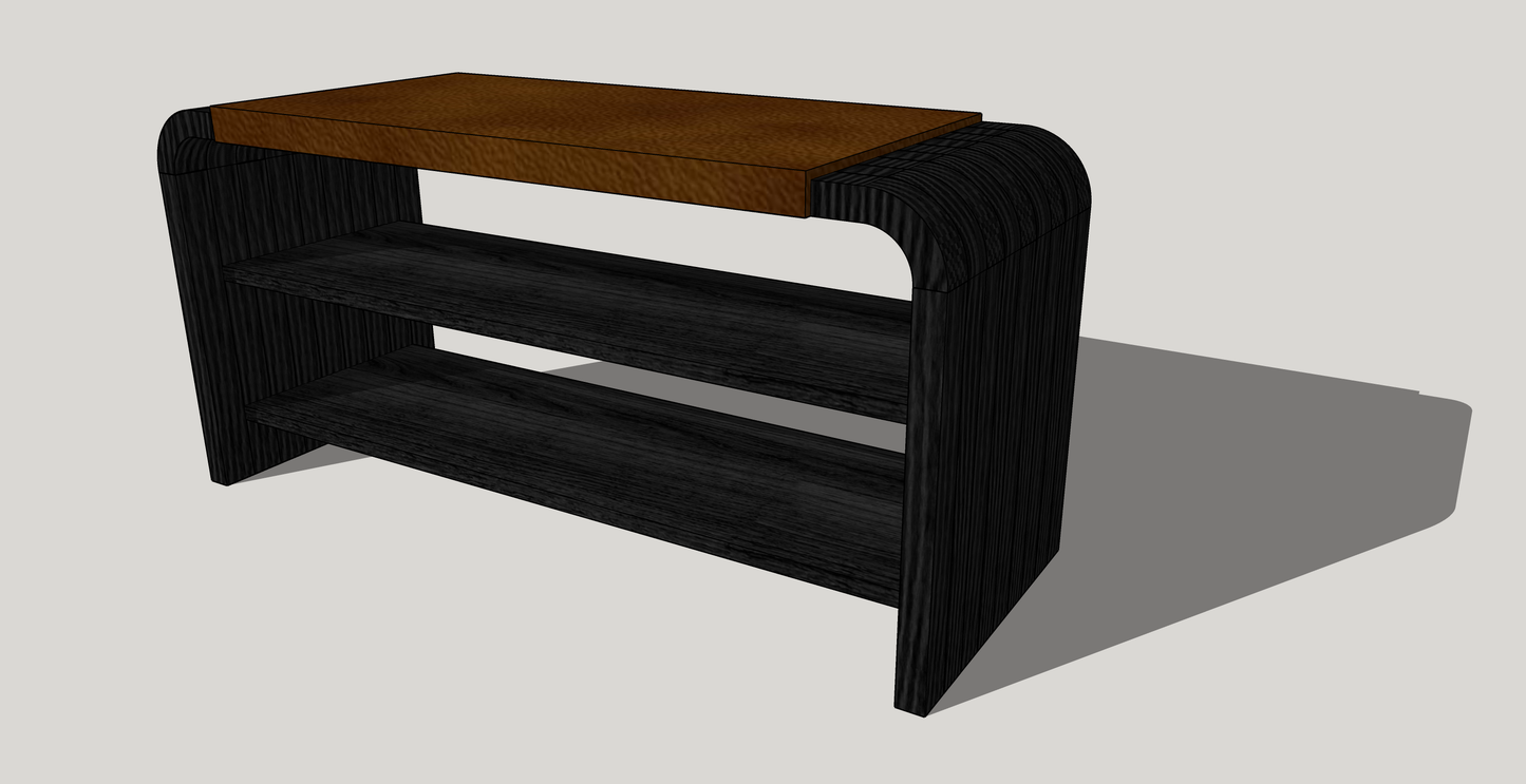 Holding Hands Bench - Black Oak