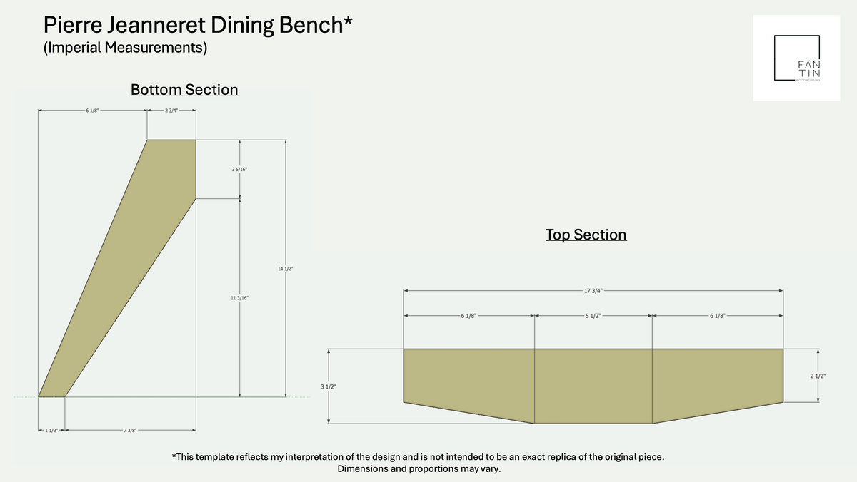 Dining Bench Leg Profiles (Imperial and Metric) – Fantin Woodworking